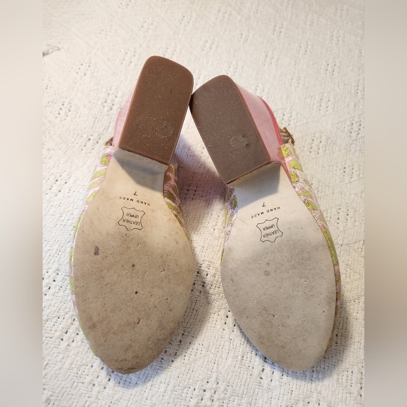 Sacha London Pink and Green Funky Women's Leather Heels Size 7 - Picture 5 of 10
